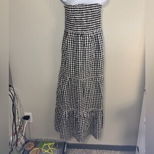 NWT Sim & Sam Gingham Maxi Dress Black White Tiered Cottagecore Sundress M